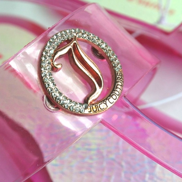 JUICY COUTURE Pink Crystal Charm Jelly Sandals - Picture 6 of 8